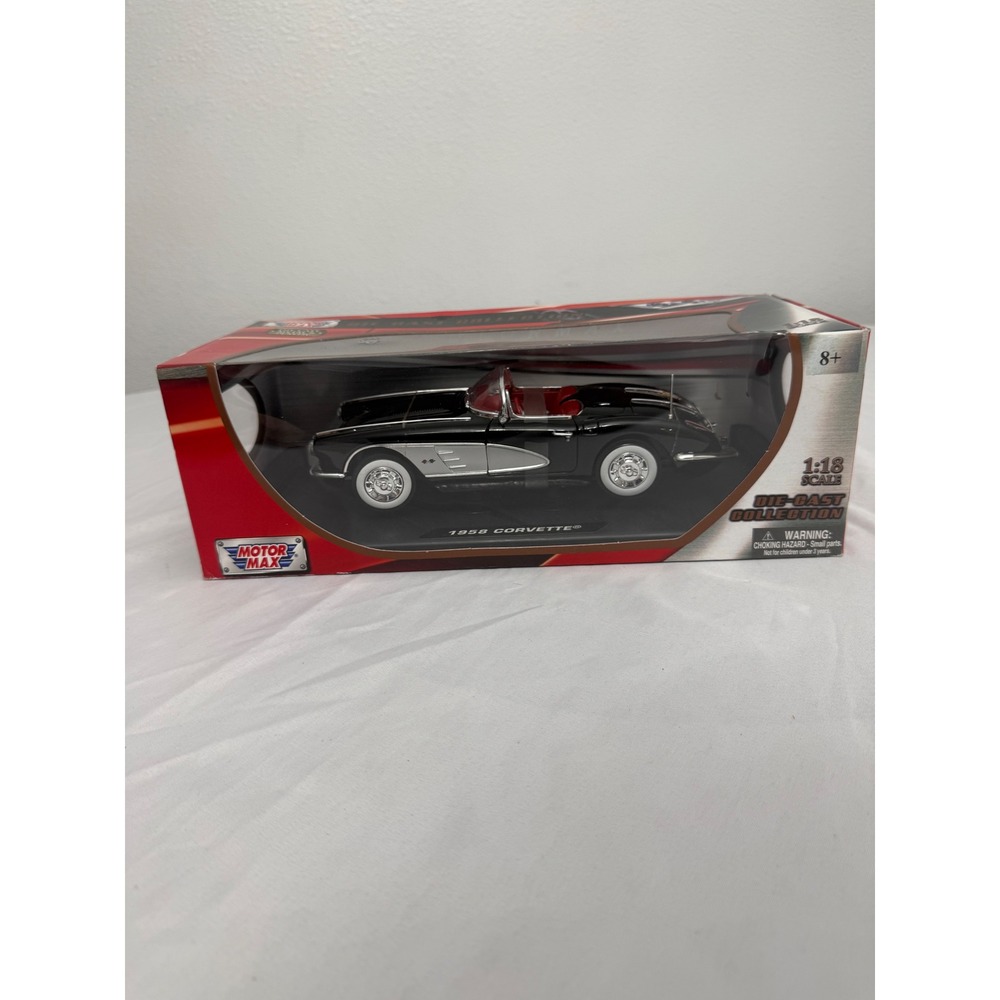 Motor Max 1958 Chevrolet Corvette Black 1:18 Scale Die-Cast Model Car 73109
